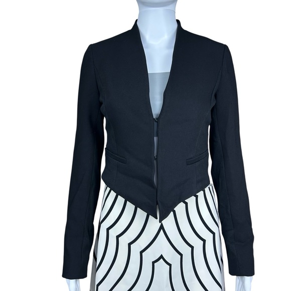 Alice + Olivia Black Cropped Blazer XS Modern Minimalist Art Deco Event Jacket - Picture 3 of 14